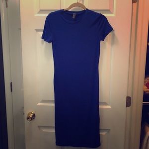Bold blue midi dress